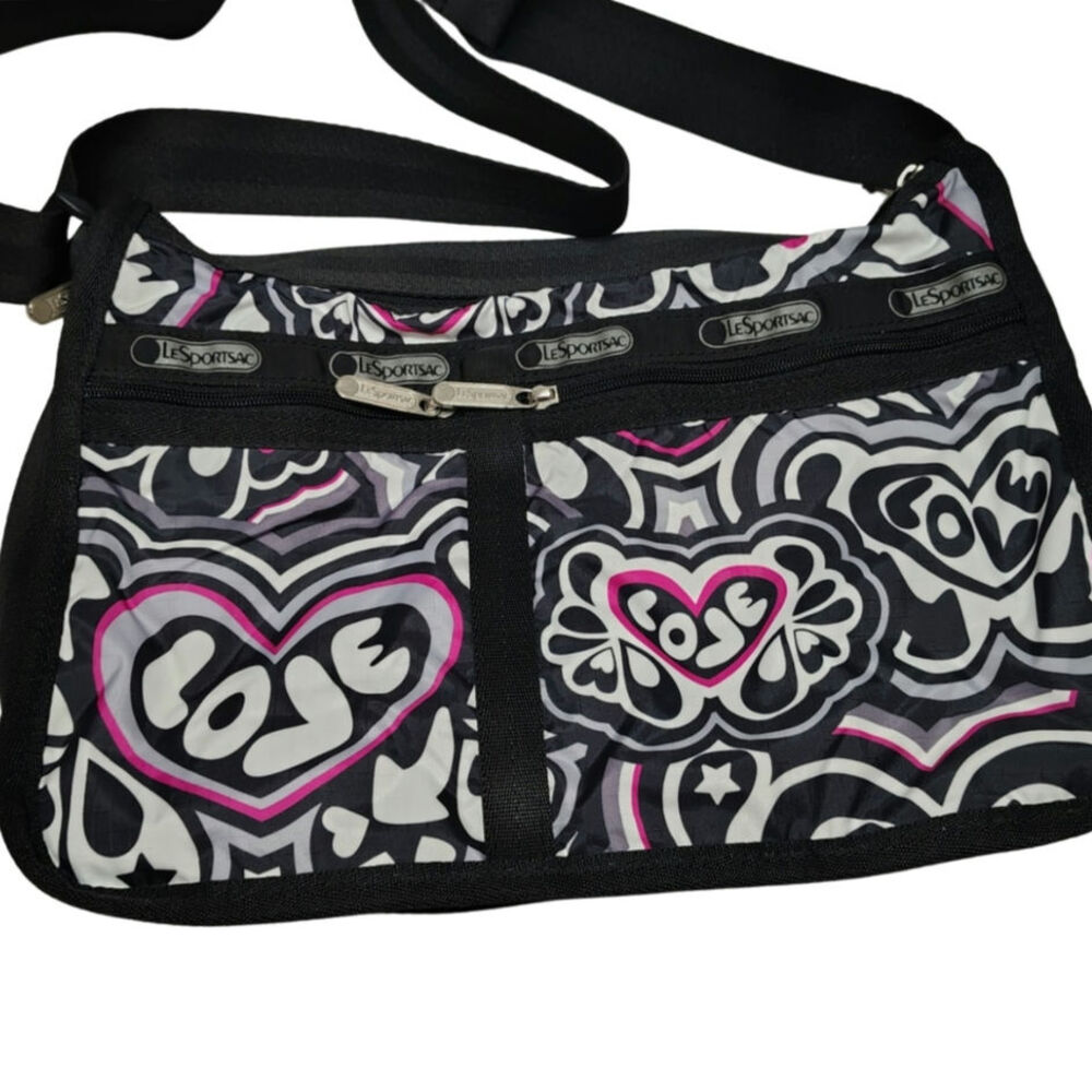 Y2k Le Sportsac Crossbody Ellis Paisley Love Graffiti Deluxe Everyday Bag
